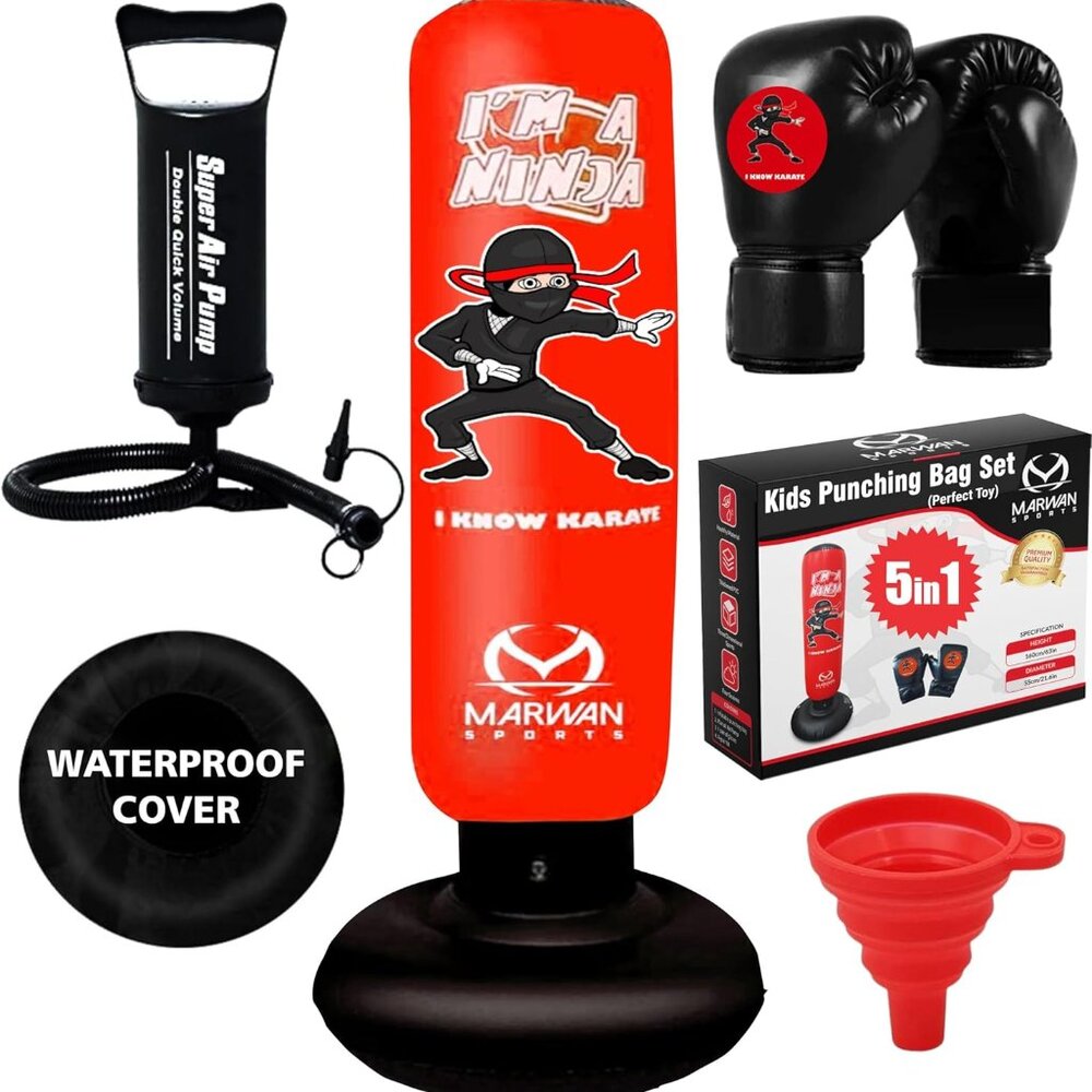 5-in-1 Kids Punching Bag Set – Inflatable Boxing Bag Toy